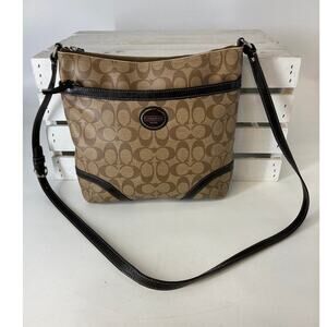 COACH F18926 MEDIUM TAN, BROWN SIGNATURE CROSSBODY BAG